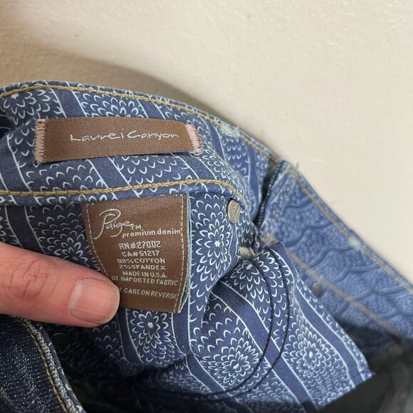 Y2K Paige Laurel Canyon Jeans 27 Dark Low Rise Vintage Bootcut Denim Made in USA - Picture 7 of 10